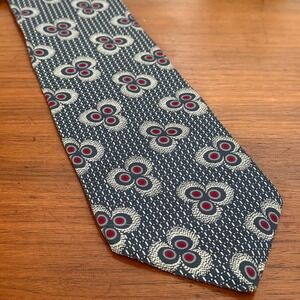 Krizia Uomo Italy Silk Tie Vintage Geometric Medallion 90s Italian Post-Modern